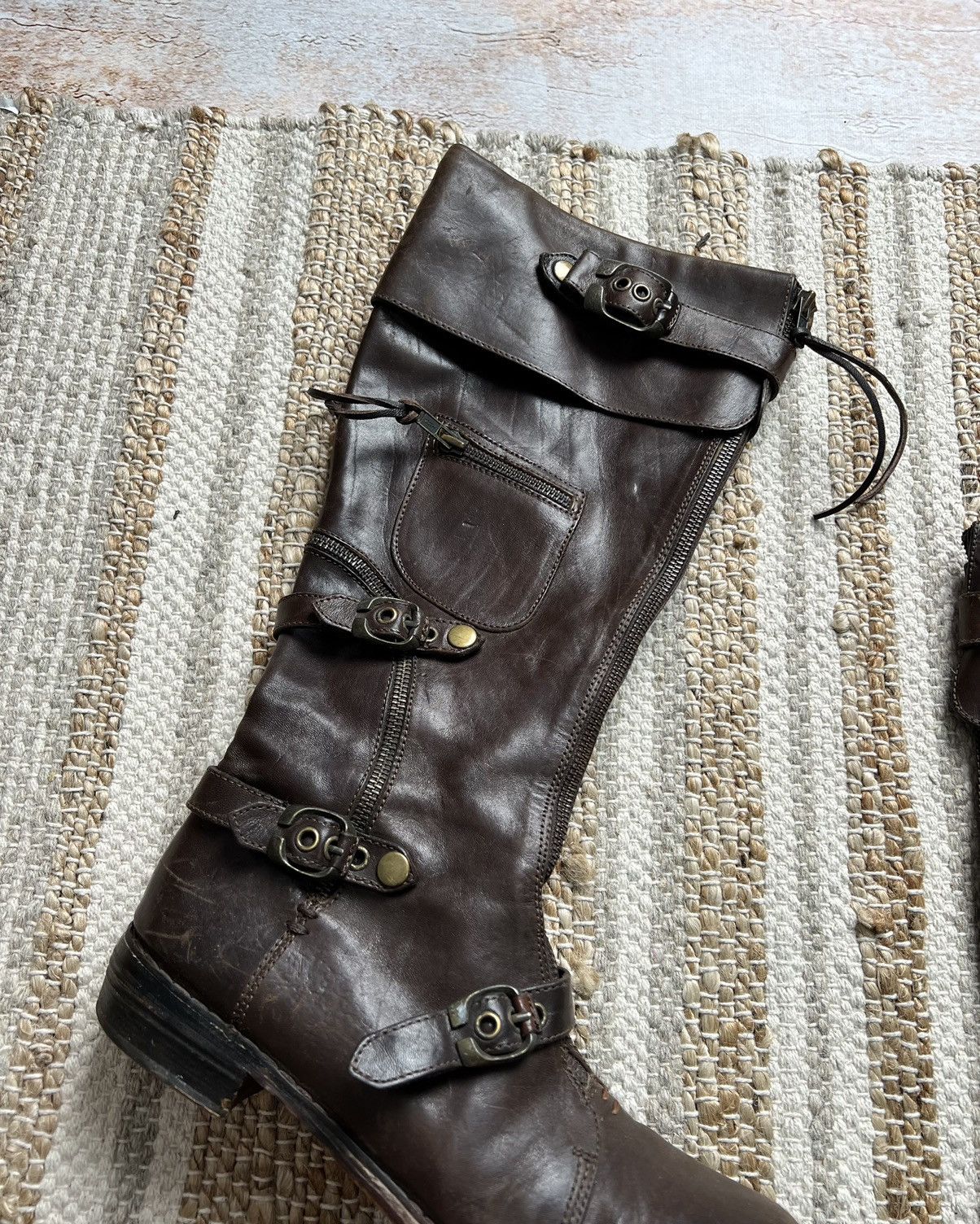Vintage Vintage leather belted zippers high boots Size US 9 / IT 39 - 2 Thumbnail
