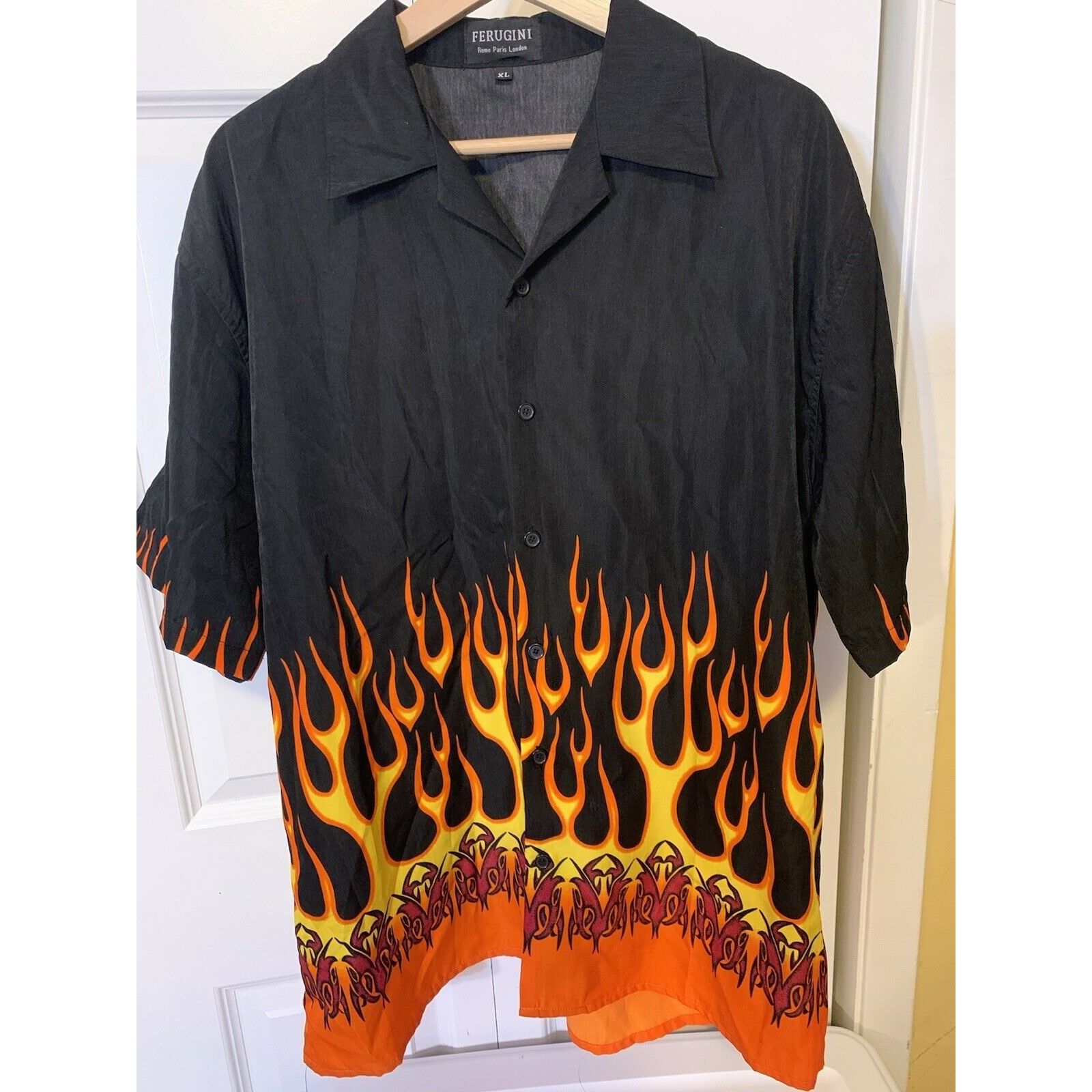 Other FERUGINI Rome Paris London Fire Flames Men’s Sz XL Button Sh Size US XL / EU 56 / 4 - 1 Thumbnail