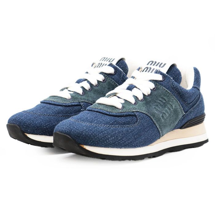 Miu Miu Miu Miu Miu Miu Denim Suede Sneakers Denim Shoes DUTY FREE for USA Size ONE SIZE - 1 Thumbnail