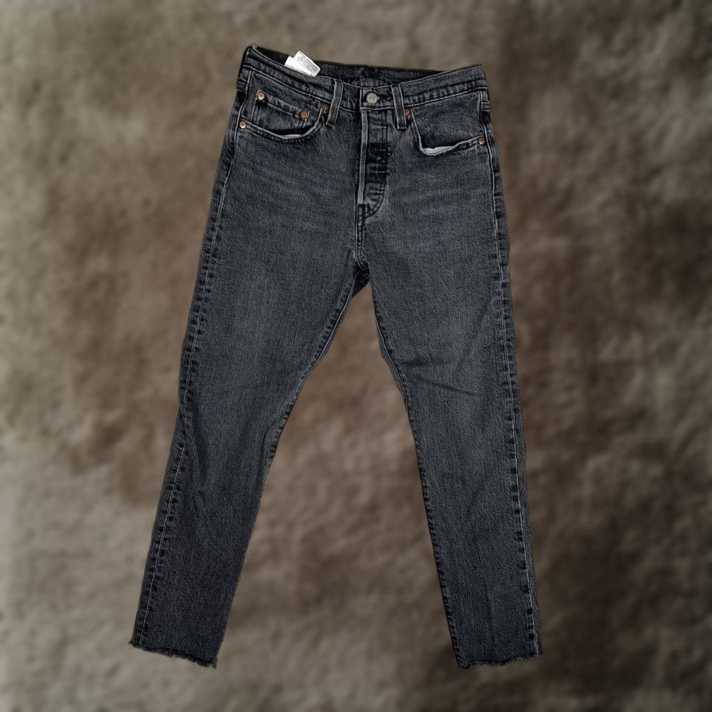 Levi's Levi's 501 Skinny Jeans Womens 27x28 Gray High Rise Raw Hem Stretch Denim Size 27" / US 4 / IT 40 - 1 Thumbnail
