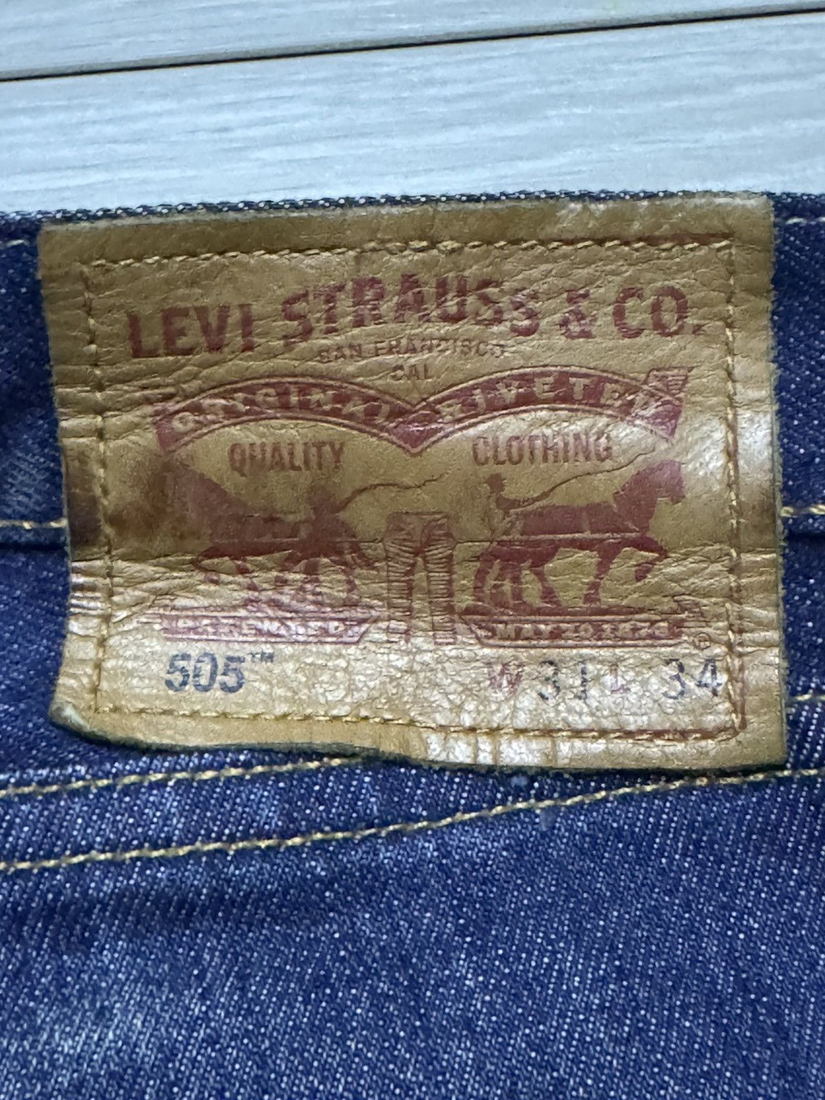 Levi's Vintage Levis 505 White Oak Cone Denim Blue Straight Jeans Size US 33 - 10 Thumbnail