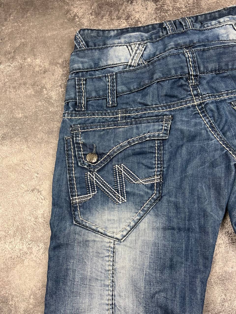 Vintage Kosmo Lupo Belted Denim Jeans Rare Big Logo Y2K Avant Garde Size US 31 - 11 Thumbnail