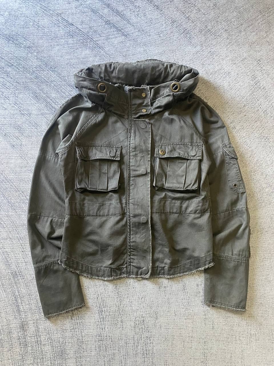 Japanese Brand Bono Style Crop Military Jacket Raw Edge Japanese Aesthetic Size S / US 4 / IT 40 - 1 Thumbnail