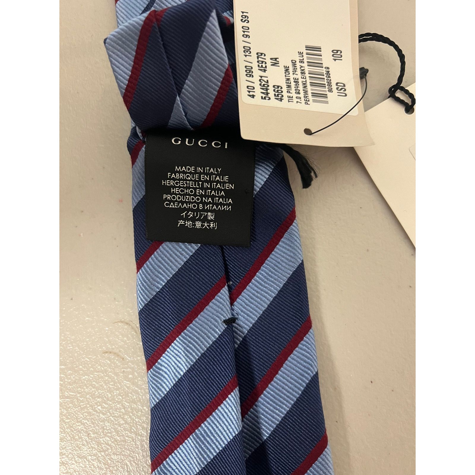 Gucci Gucci Blue and Red Diagonal Striped Silk Tie Size ONE SIZE - 5 Thumbnail