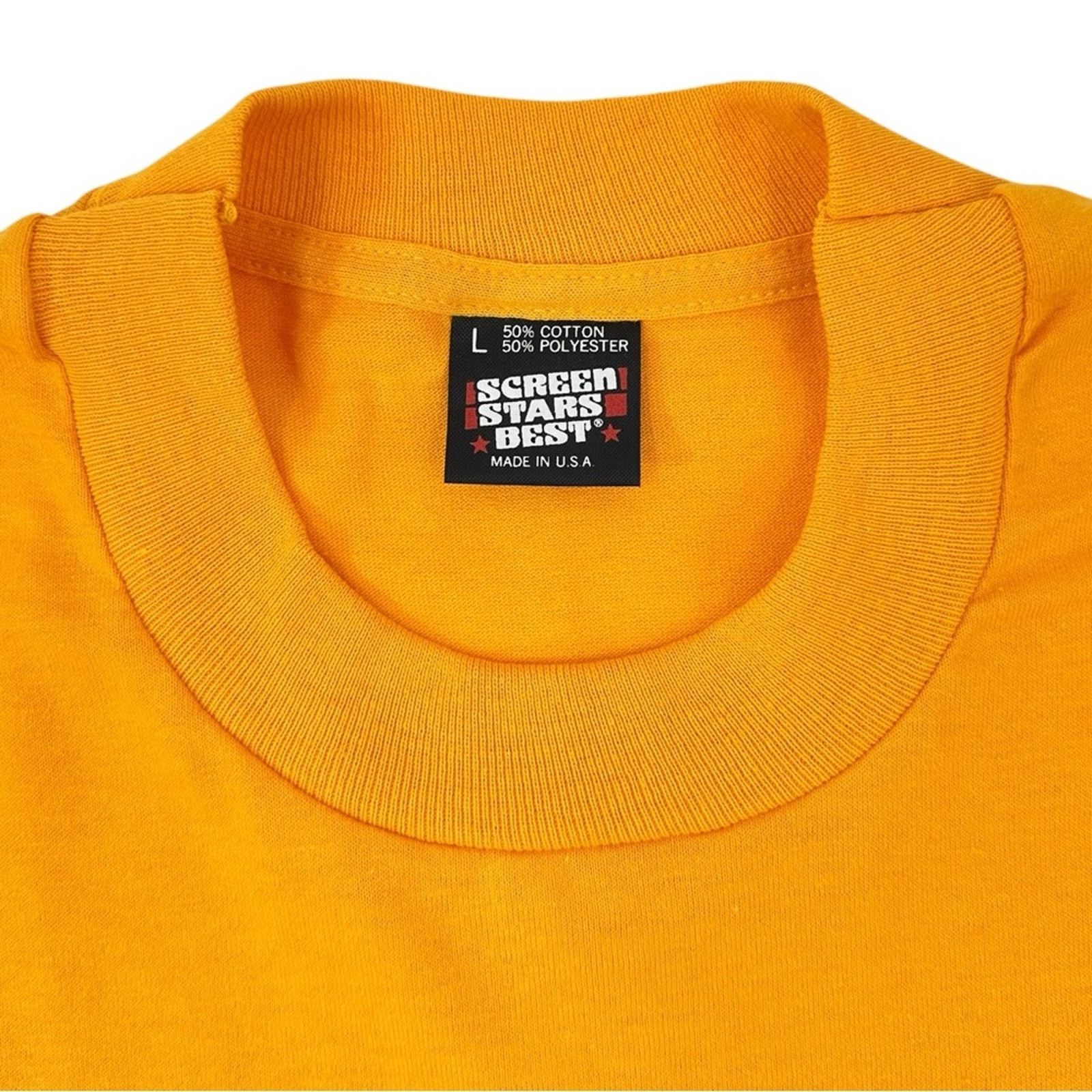 Vintage 1982 RARE Single Stitch Yellow Orange Capitalism Tee Size US L / EU 52-54 / 3 - 6 Thumbnail