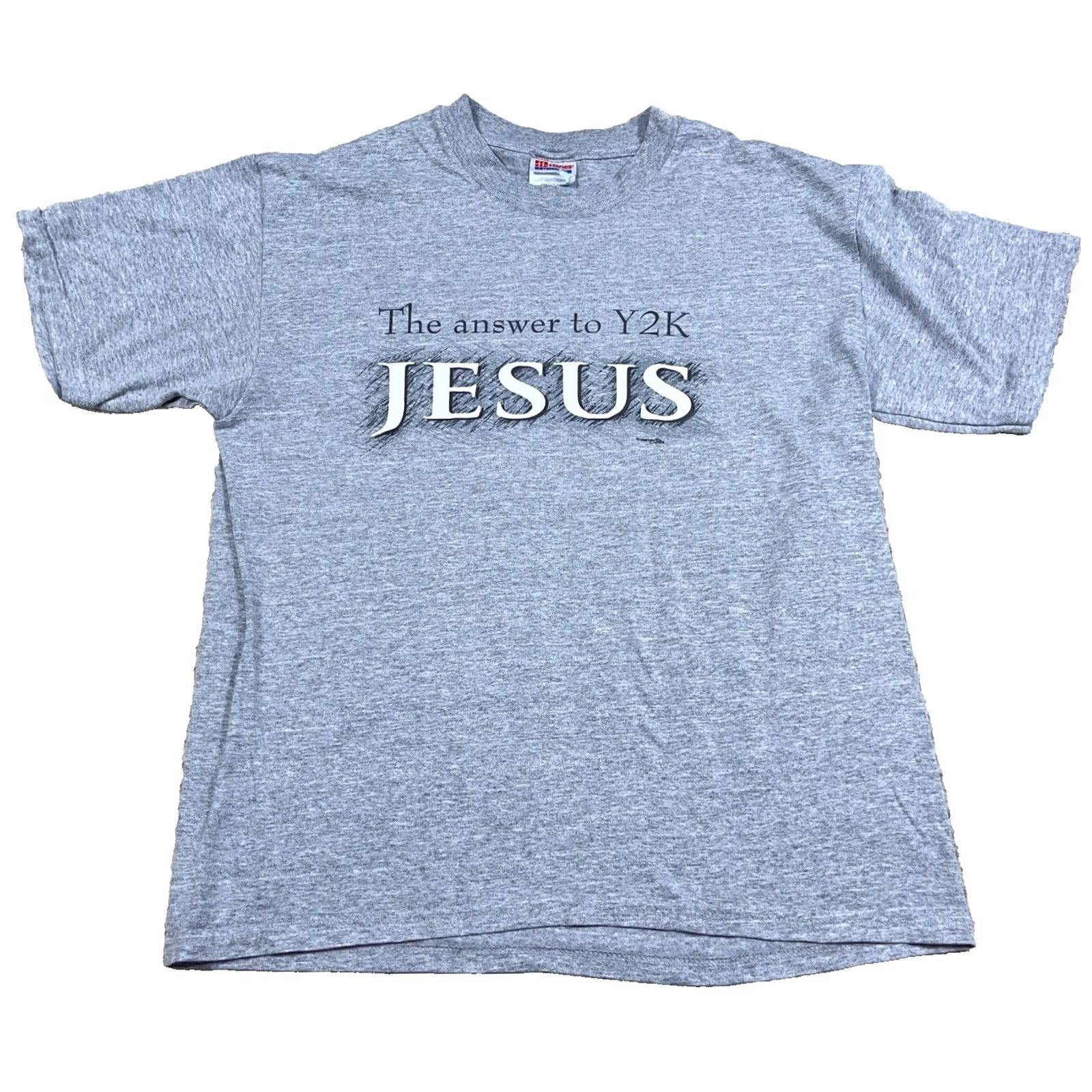 Hanes VINTAGE Hanes Shirt Men Large Gray Tee 90s 1990s Jesus Religion Graphic Print Retro Classic Hipster T-Shirt Mens Size US L / EU 52-54 / 3 - 2 Thumbnail