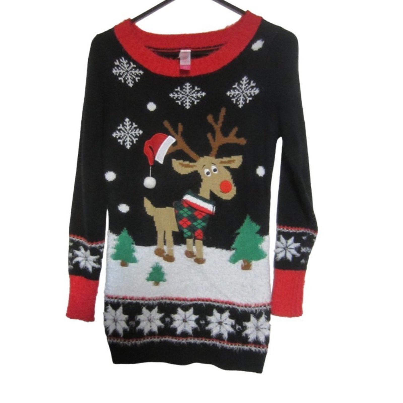 Other Ugly Christmas Sweater Dress Black Red Rudolph Reindeer Size S / US 4 / IT 40 - 2 Thumbnail