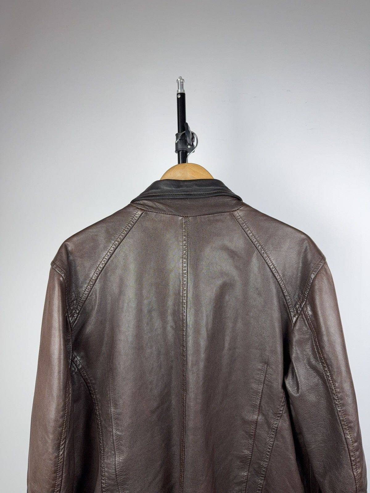 Messagerie Messagerie Italy Brown Leather Jacket Biker Military Style Size US L / EU 52-54 / 3 - 10 Thumbnail