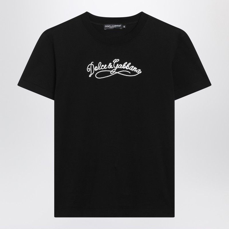 Dolce & Gabbana Dolce&Gabbana Black Jersey T-Shirt With Embroidery Size S / US 4 / IT 40 - 1 Thumbnail