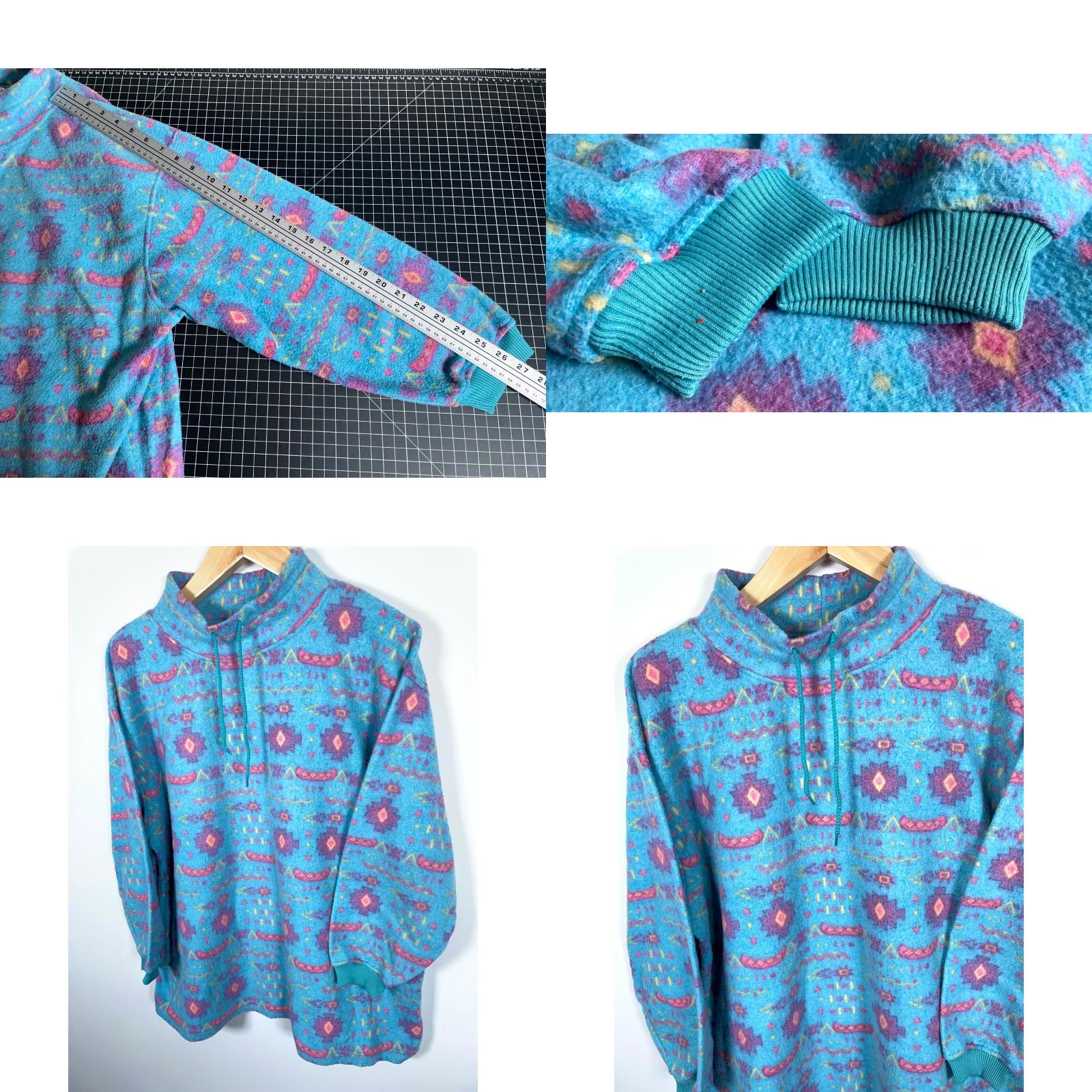 Vintage VINTAGE Eve Aztec Pattern Fleece Jacket Womens 3X Light Blue Geometric Southwestern Size XXL / US 16-18 / IT 52-54 - 8 Thumbnail