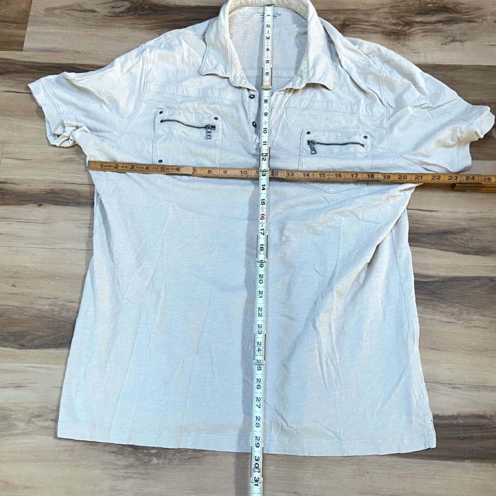 Vintage VINTAGE Structure Shirt Mens 2XL Beige Polo Short Sleeve Modern Fit Pockets Embroidered Knit Cotton Classic Polo Shirt Size US XXL / EU 58 / 5 - 5 Thumbnail