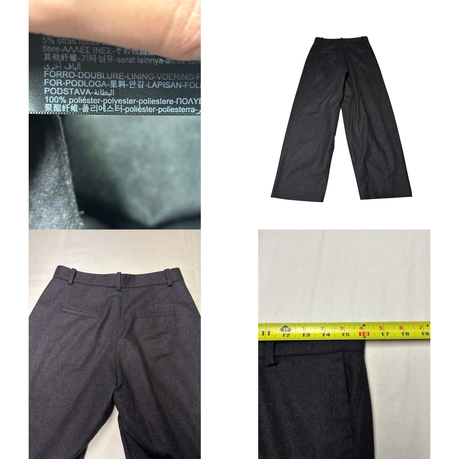 Massimo Dutti Massimo Dutti Womens Dress Pants Charcoal Grey Wool Blend Wide Leg Size 8 W32 L32 Button Zip Pockets Dry Clean Only Womens Size 30" / US 8 / IT 44 - 8 Thumbnail