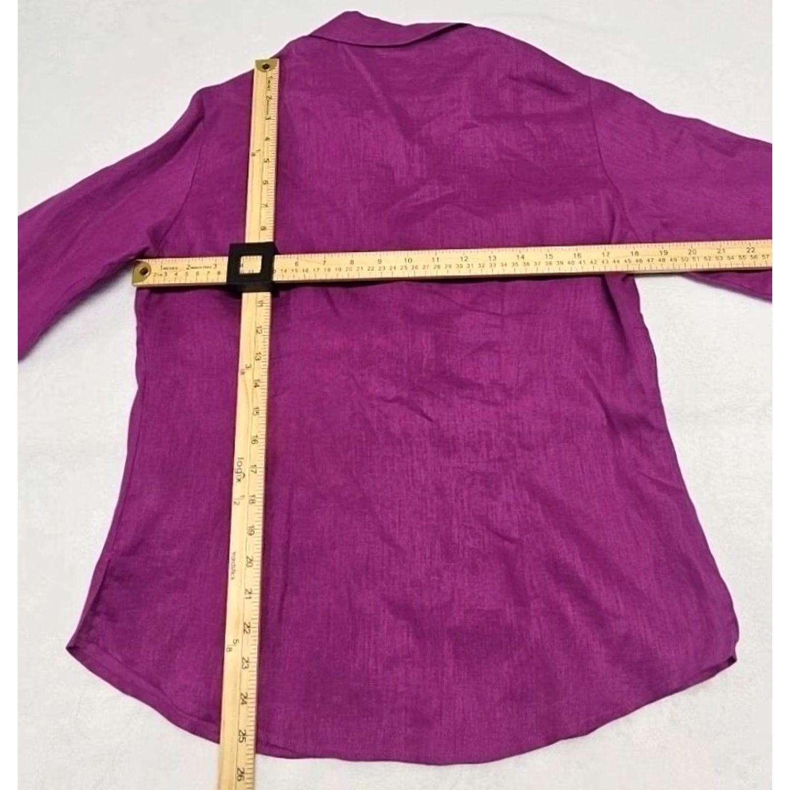 Vintage Nygard Button Shirt Women 10 Linen Blend Magenta Floral Embroidered Collared Long Sleeve Shirt Size L / US 10 / IT 46 - 5 Thumbnail