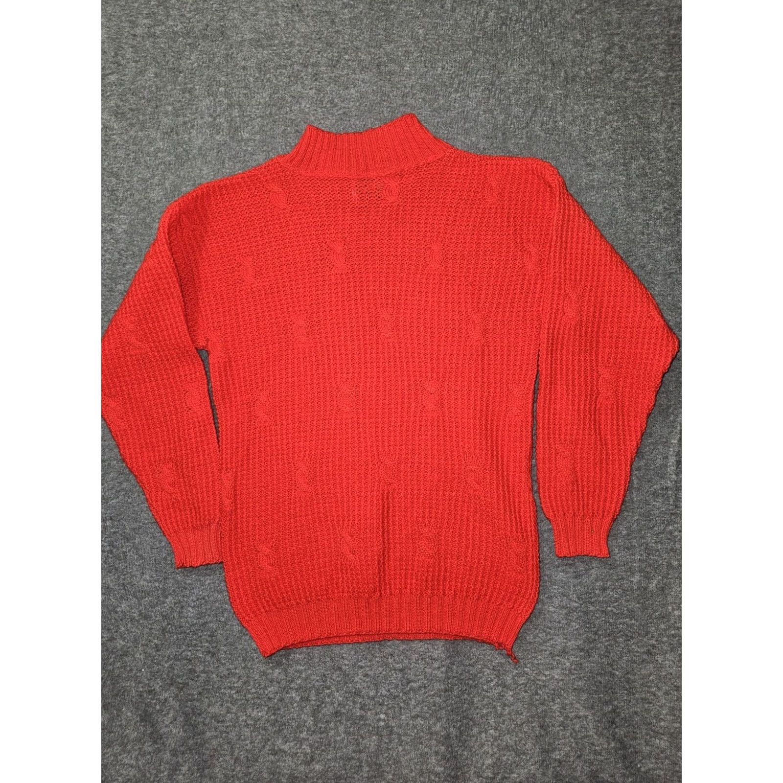 Pendleton VINTAGE Pendleton Sweater Women's M Red Wool Mock Neck Cable Knit USA Size M / US 6-8 / IT 42-44 - 6 Thumbnail