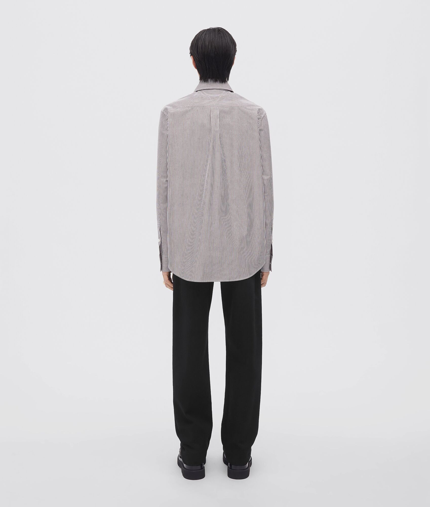 Bottega Veneta o1n1vont0625 Compact Cotton Striped Shirt in Brown/White Size US M / EU 48-50 / 2 - 3 Thumbnail