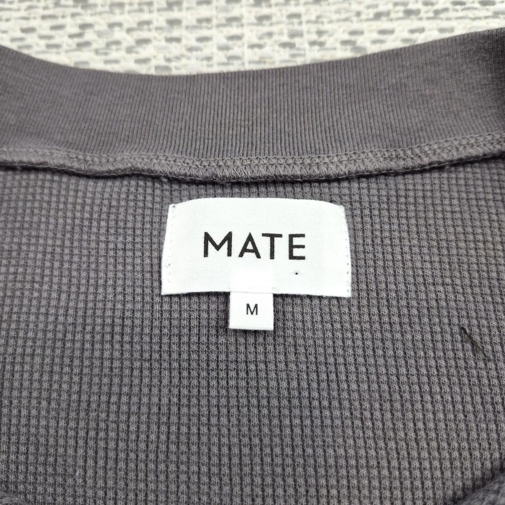 Vintage MATE Shirt Womens Medium Gray Waffle Knit Henley Long Sleeve Organic Cotton Shirt Mens Womens? Size M / US 6-8 / IT 42-44 - 5 Thumbnail