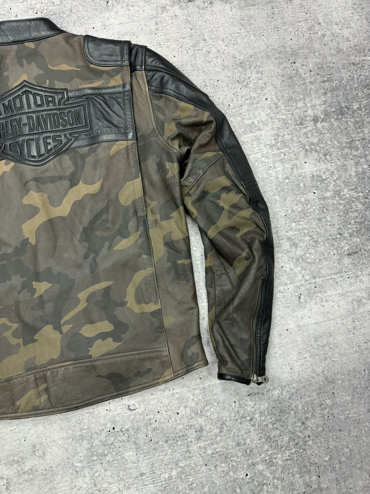 Vintage Harley Davidson Y2K Leather Big Logo Bomber Jacket