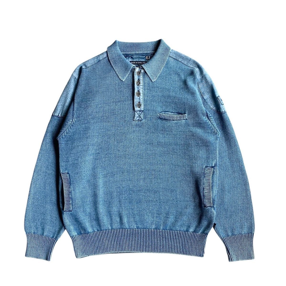 Original Blues half button cotton knitted ls sweater denim