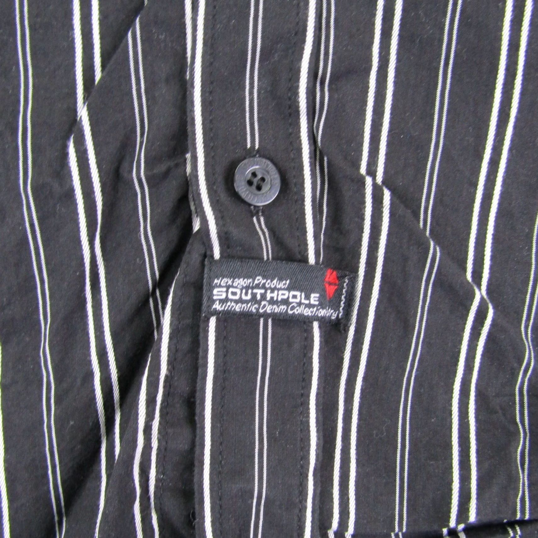 Southpole VINTAGE Southpole Shirt Mens XL Black Collared Button-Up Striped Knit Cotton Hip Hop Classic 90s 00s Mens Size US XL / EU 56 / 4 - 6 Thumbnail