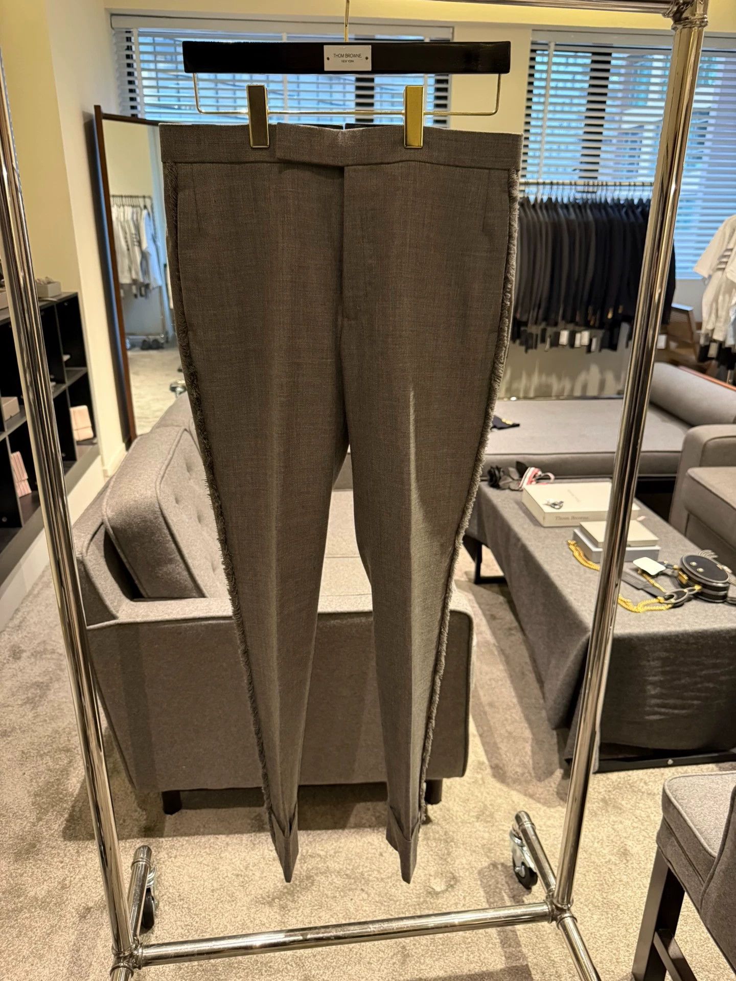 Thom Browne TB Runway Raw Hem Mid-Gray High-Waisted Trousers Size US 32 / EU 48 - 1 Thumbnail