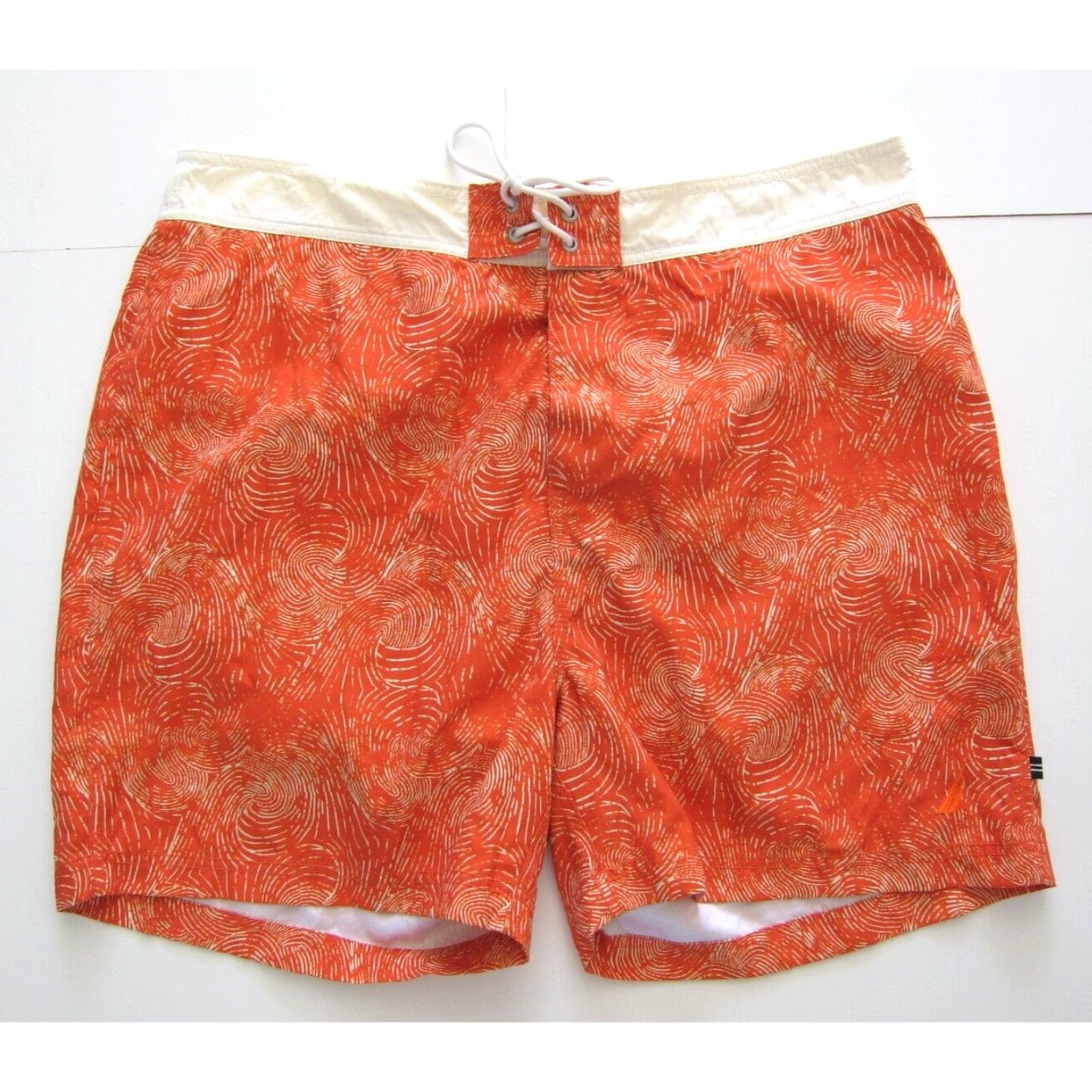 Nautica Nautica Orange White Swirl Lined Surf Beach Board Swim Short Men XL Size US 36 / EU 52 - 2 Thumbnail