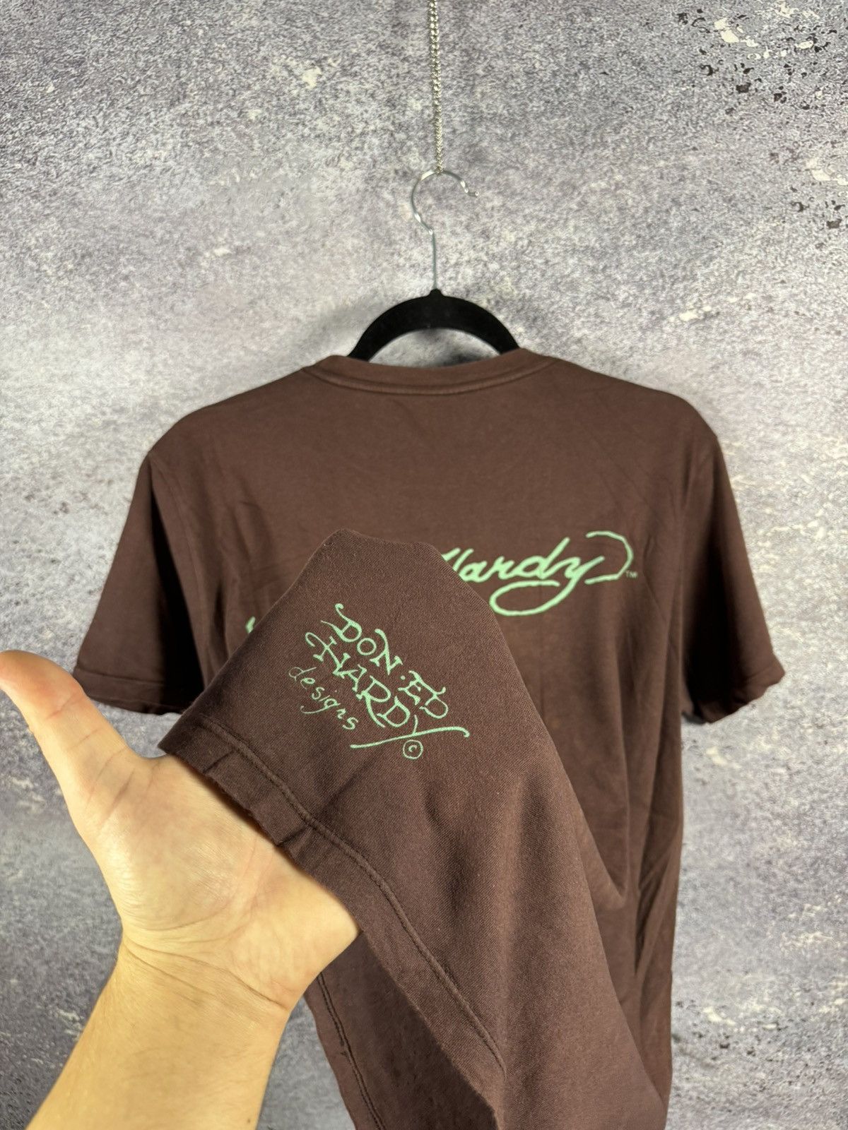 Designer × Ed Hardy Don Ed Hardy Brown Bulldog Graphics Printer Logo T Shirt M Size US M / EU 48-50 / 2 - 12 Thumbnail