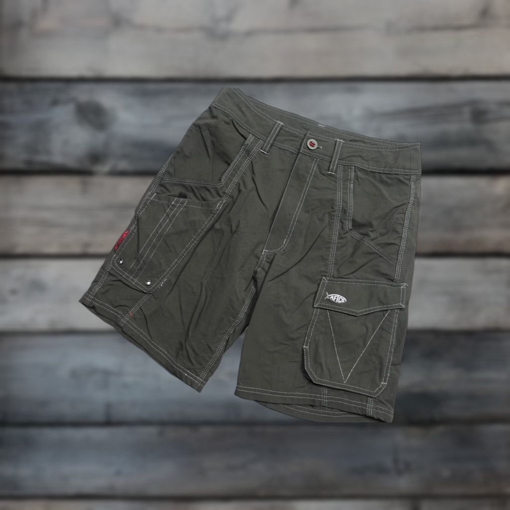 Vintage AFTCO Cargo Short Mens 30 Green Lightweight Pockets Zip 5-Pocket Belt Loops Summer Casual USA Mens Size US 30 / EU 46 - 1 Thumbnail