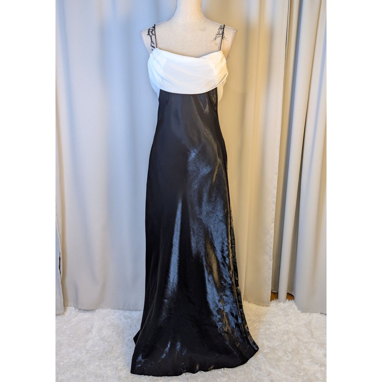 Vintage Betsy & Adam by Linda Bernell Black Slip Gown Dress