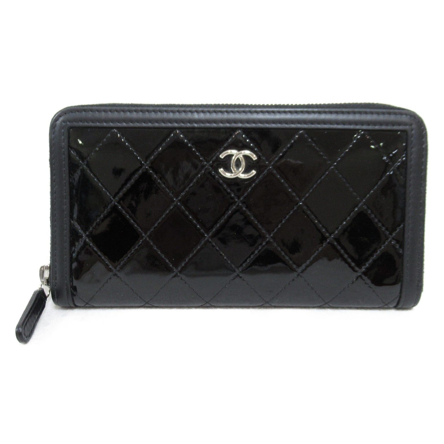 Chanel Chanel Round Long Wallet Zipper Enamel Black Size ONE SIZE - 1 Thumbnail