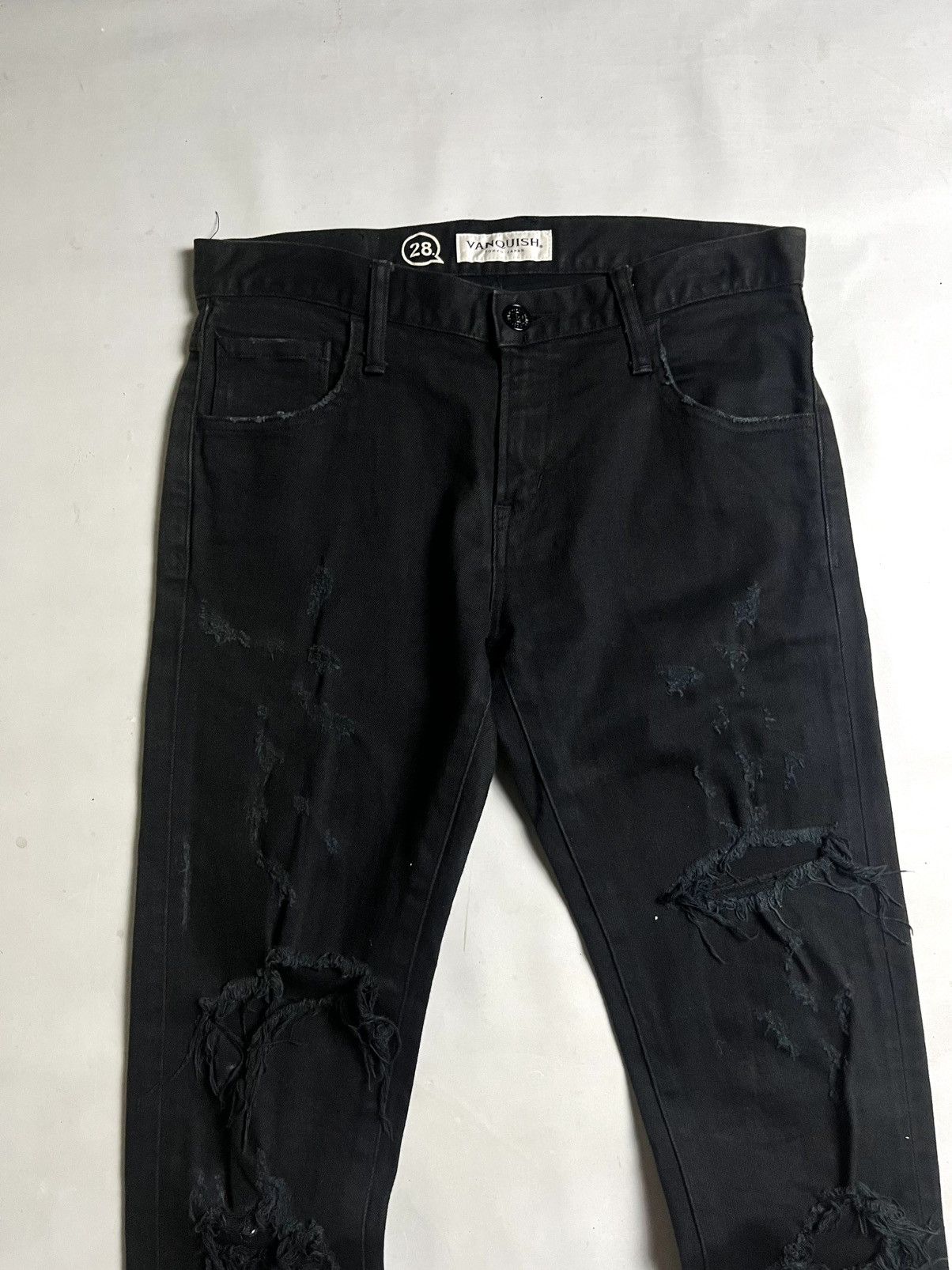 Fragment Design × Vanquish 📦HOT📦Vanquish distress denim full black / vkei / biker style Size US 28 / EU 44 - 2 Thumbnail