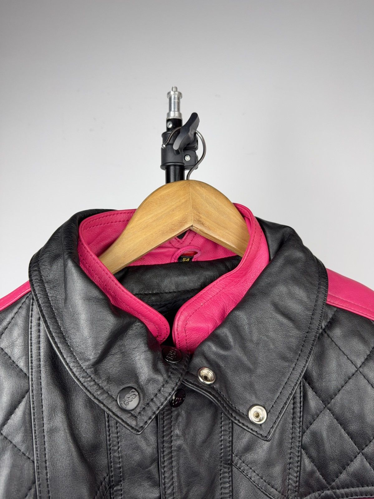 Genuine Leather Vintage 00s Leather Moto Racing Jacket Pink Black EU54 Size US L / EU 52-54 / 3 - 2 Thumbnail