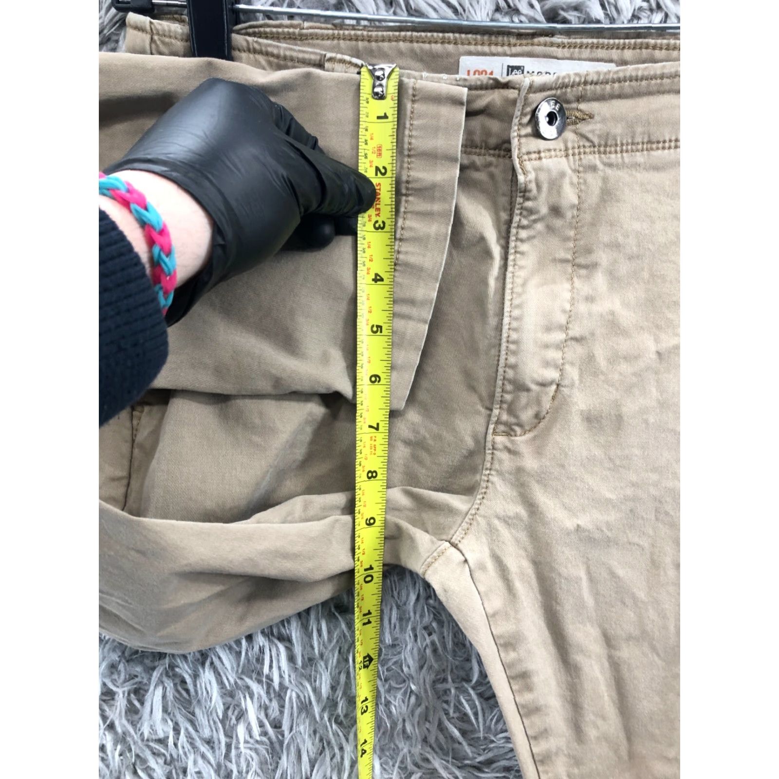 Lee Lee L231 Chino Pants Mens 30x32 Beige Slim Tapered 5-Pocket Flat Front Nylon Cotton Blend Logo Size US 30 / EU 46 - 4 Thumbnail