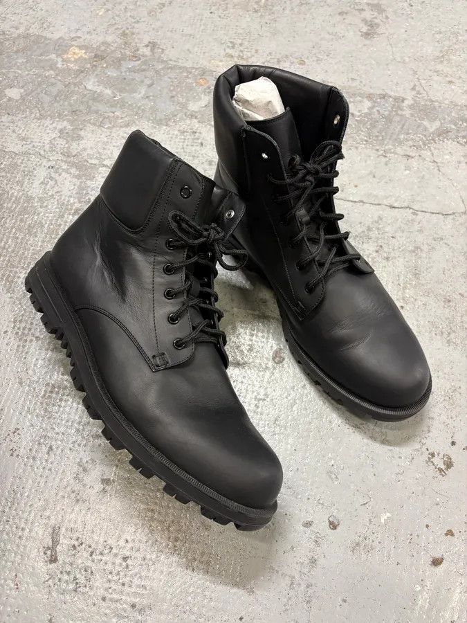 Gucci 2000s Gucci Black Lace-Up Combat Leather Boots Size US 12.5 / EU 45-46 - 4 Thumbnail