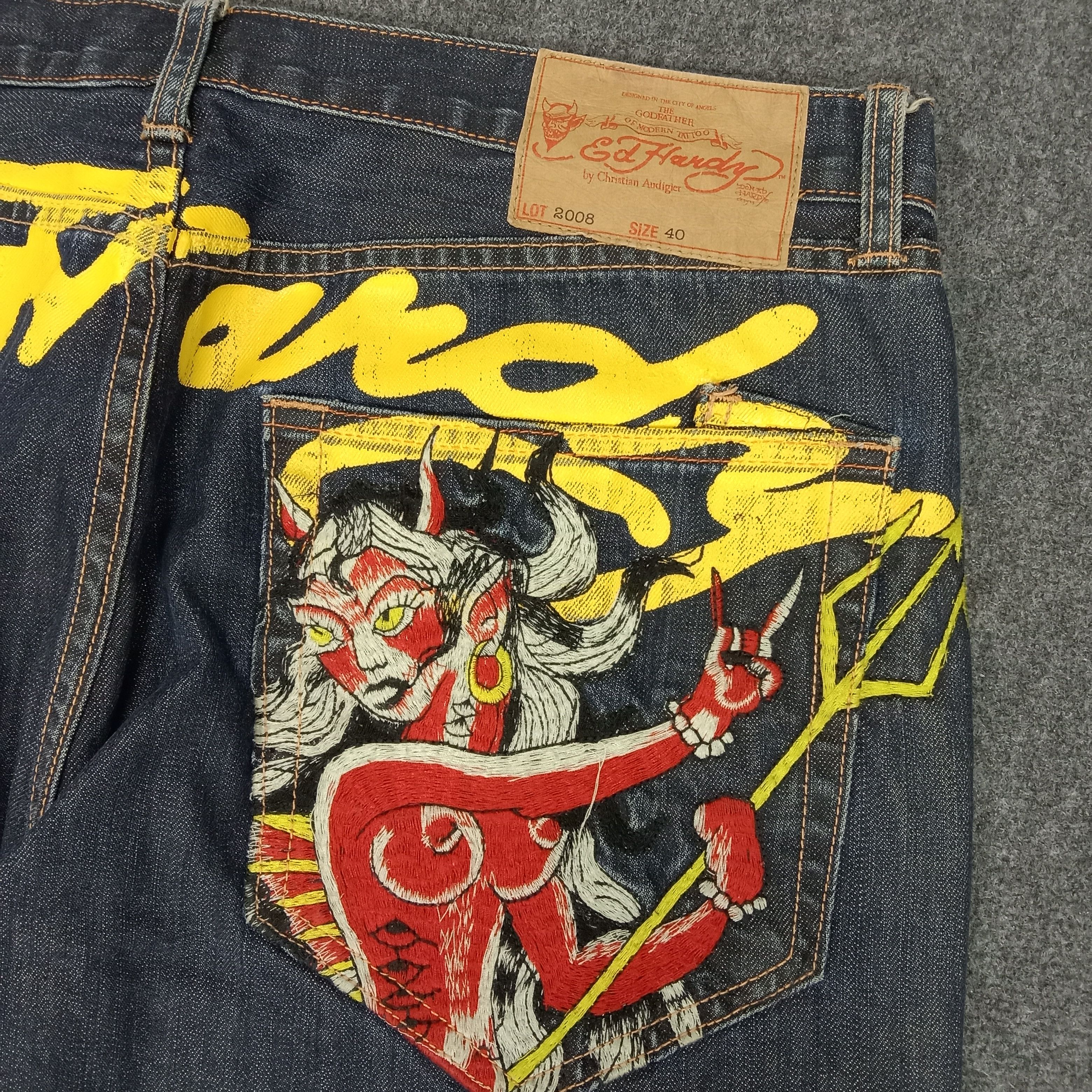 Christian Audigier Ed Hardy by Christian Audiger Art Style Denim Jeans Size US 39 - 3 Thumbnail