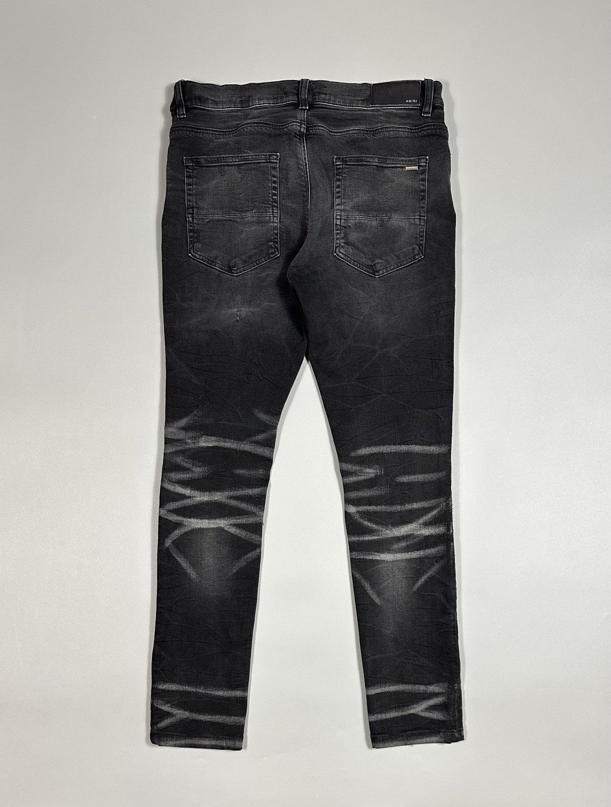 Amiri Amiri MX1 Distressed Ripped Wool Patch Black Denim Jeans Size US 34 / EU 50 - 2 Thumbnail