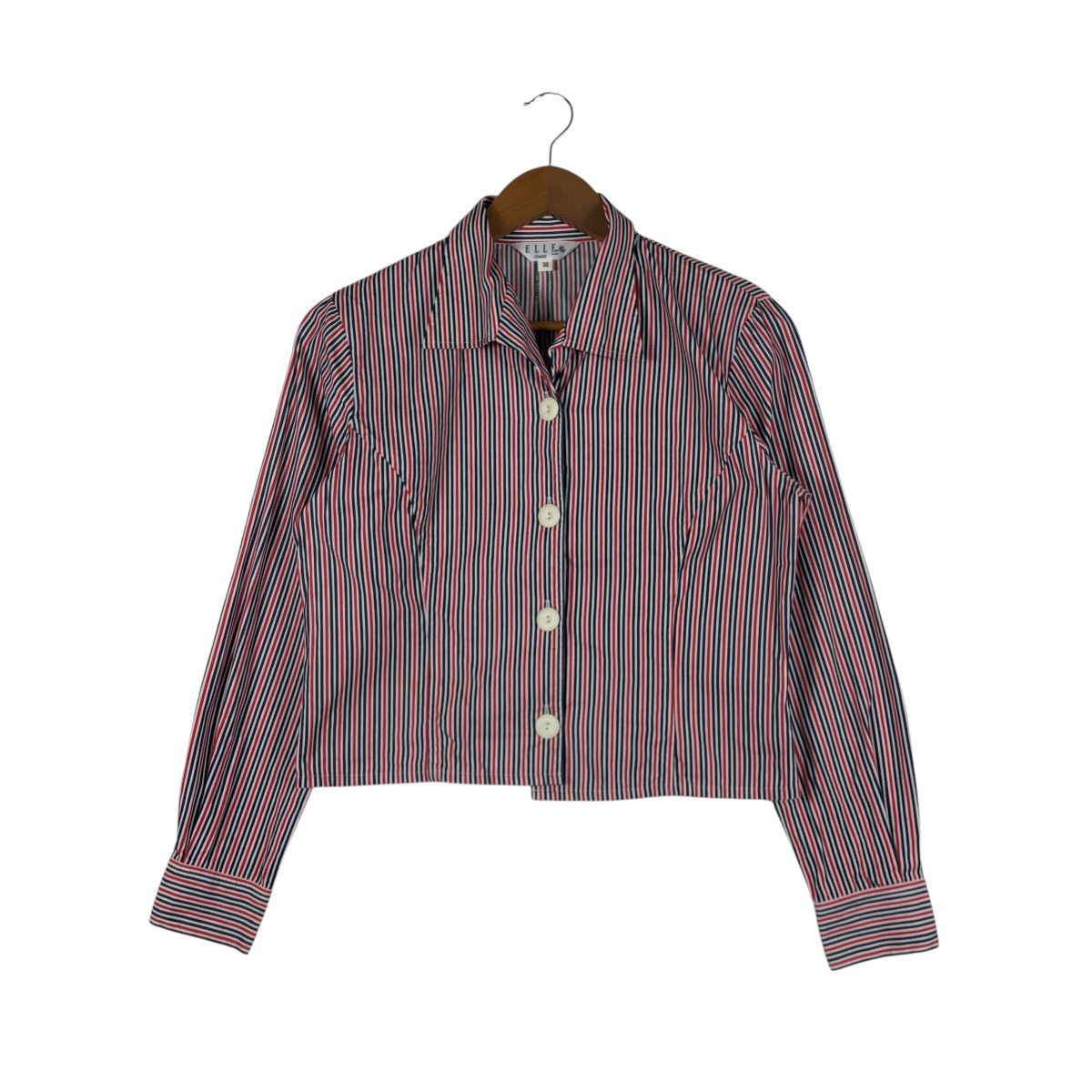 Japanese Brand ELLE Chemise Vertical Stripe Blazer Jacket Size XS / US 0-2 / IT 36-38 - 1 Thumbnail
