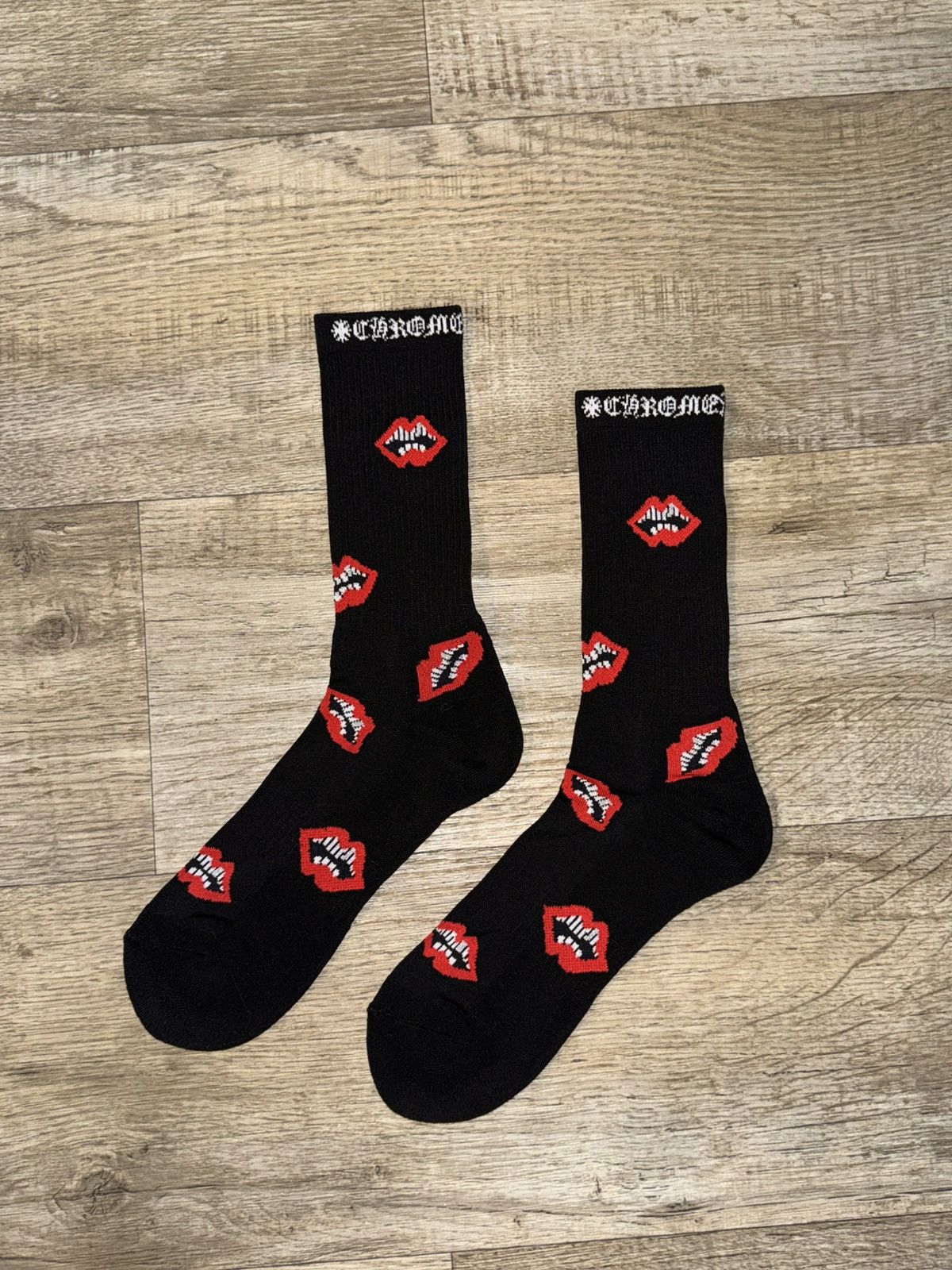 Chrome Hearts CHROME HEARTS MATTY BOY BLACK & PINK LIP SOCKS | Grailed