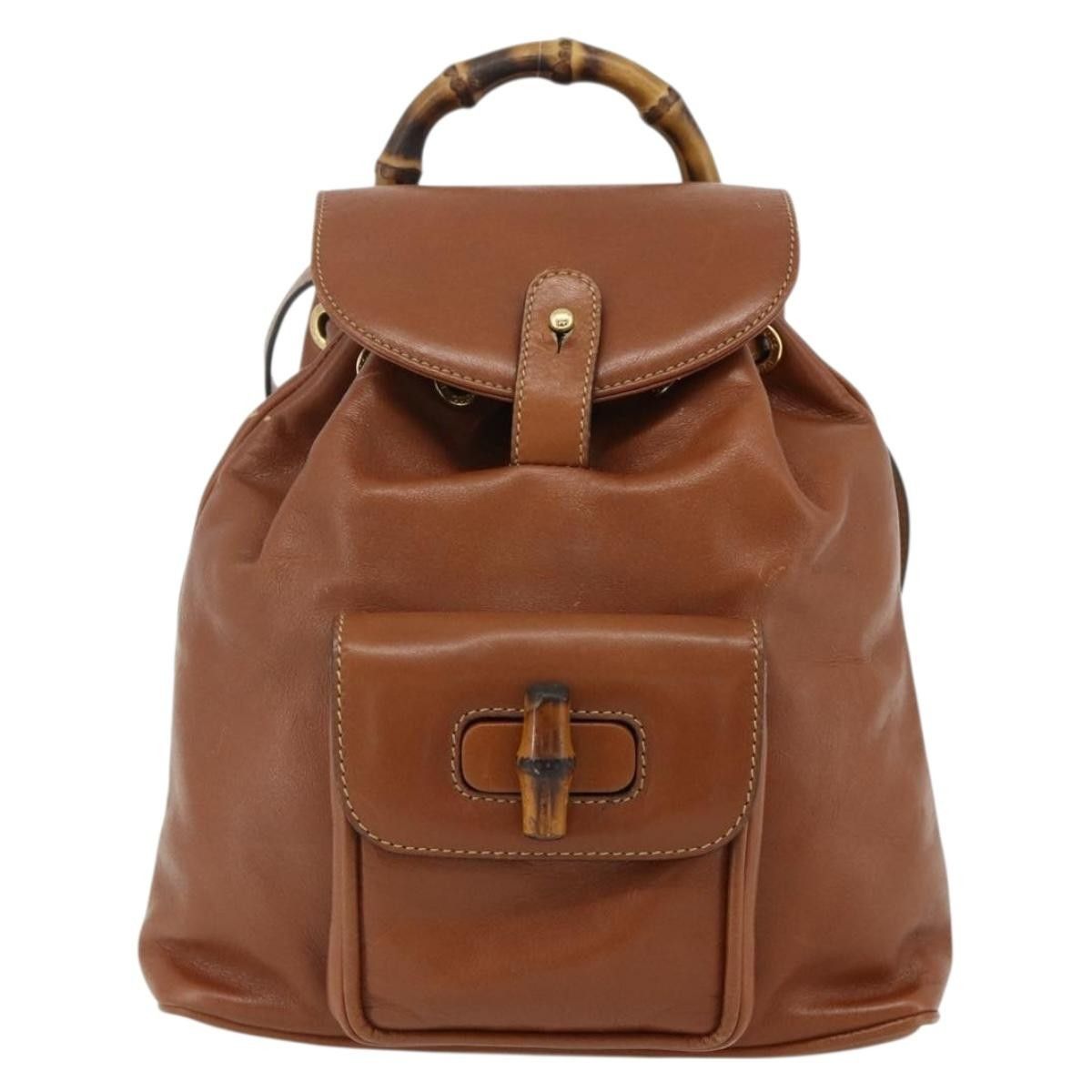Gucci Gucci Vintage Bamboo Backpack Leather Size ONE SIZE - 1 Thumbnail