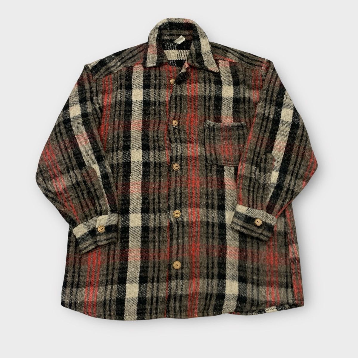 Vintage VINTAGE 90s PLAID BLANKET CHECKERED WOOL FLANNEL BUTTON UP Size US L / EU 52-54 / 3 - 3 Thumbnail