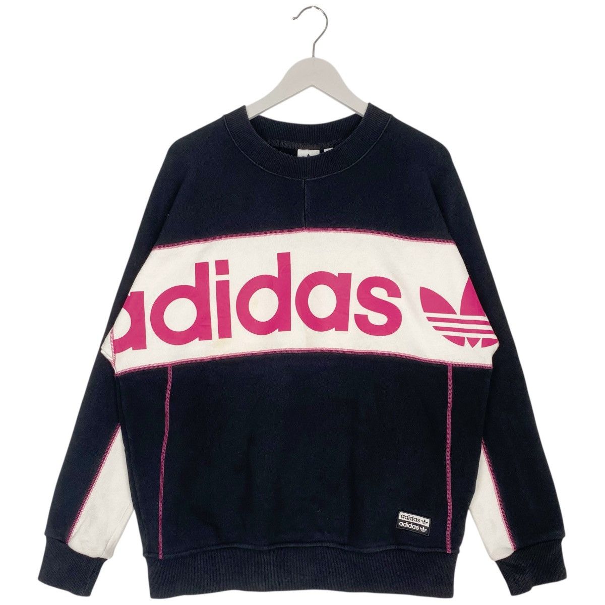 Other Vintage Adidas Big Logo Printed Sweatshirt Black/Pink Size L Size US L / EU 52-54 / 3 - 1 Thumbnail
