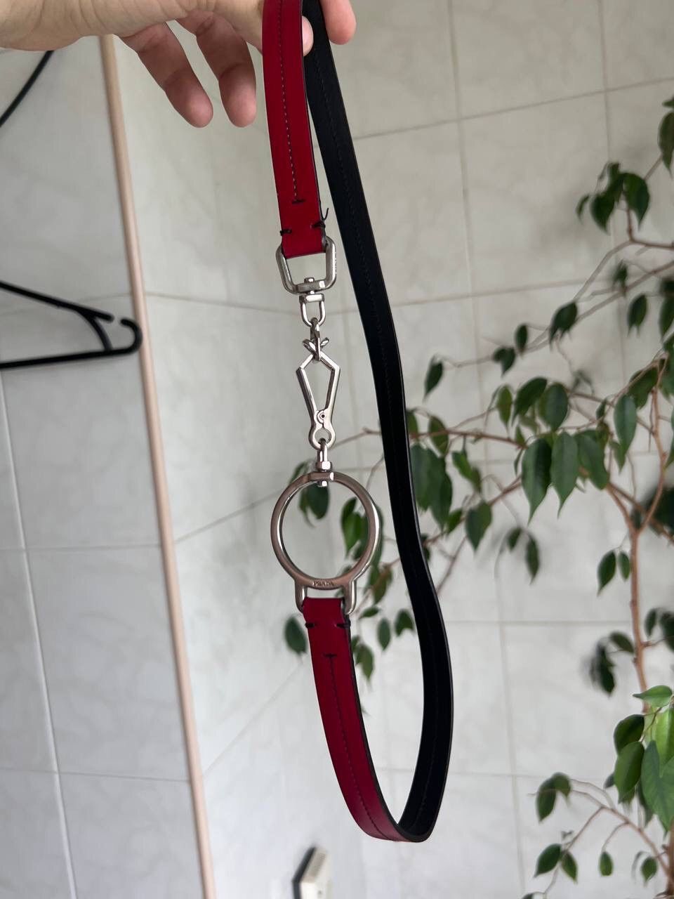 Prada × Vintage PRADA Womens Logo Buckle Belt y2k grunge red leather Size ONE SIZE - 22 Thumbnail