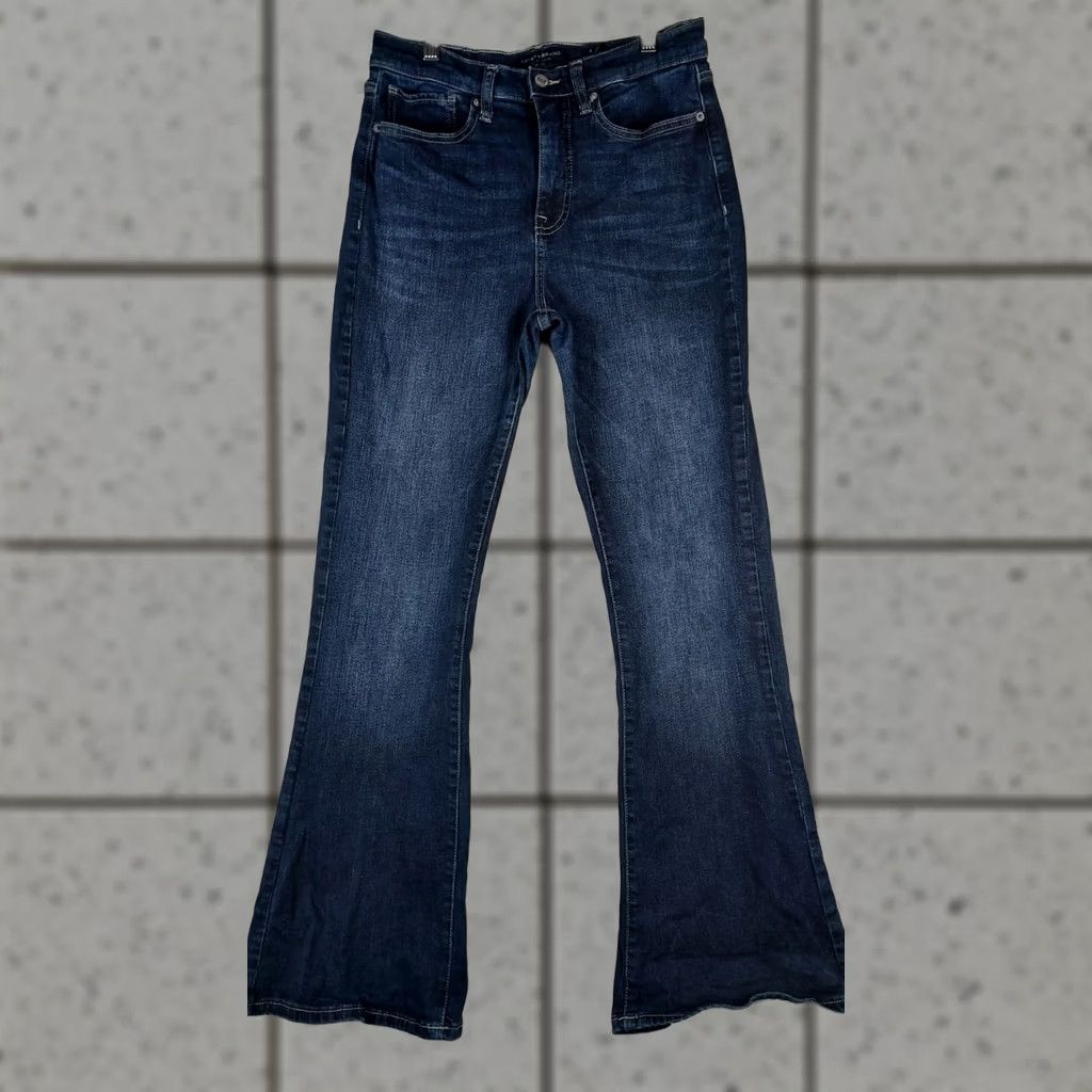 Lucky Brand Lucky Brand Stevie High Rise Flare Jeans Women 8 Dark Wash Denim Blue Bohemian 5-Pocket Zipper Regular Size 8 Jeans Mens? Size 30" / US 8 / IT 44 - 1 Thumbnail