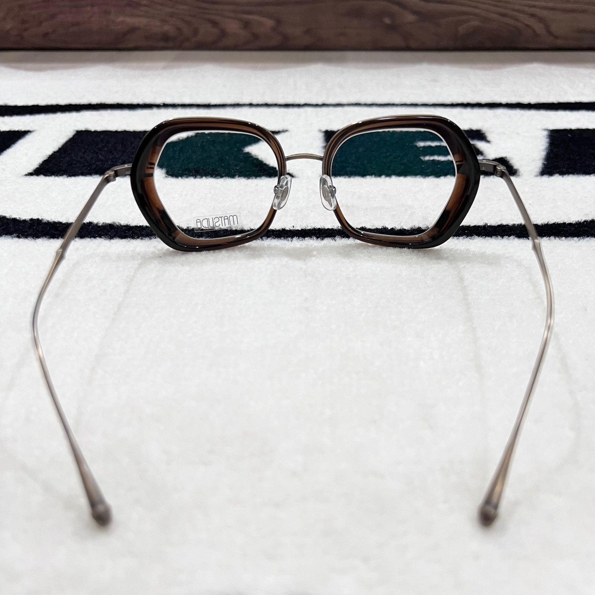 Matsuda Matsuda M3074 Rectangular Eyeglasses Taupe / Antique Gold Size ONE SIZE - 5 Thumbnail