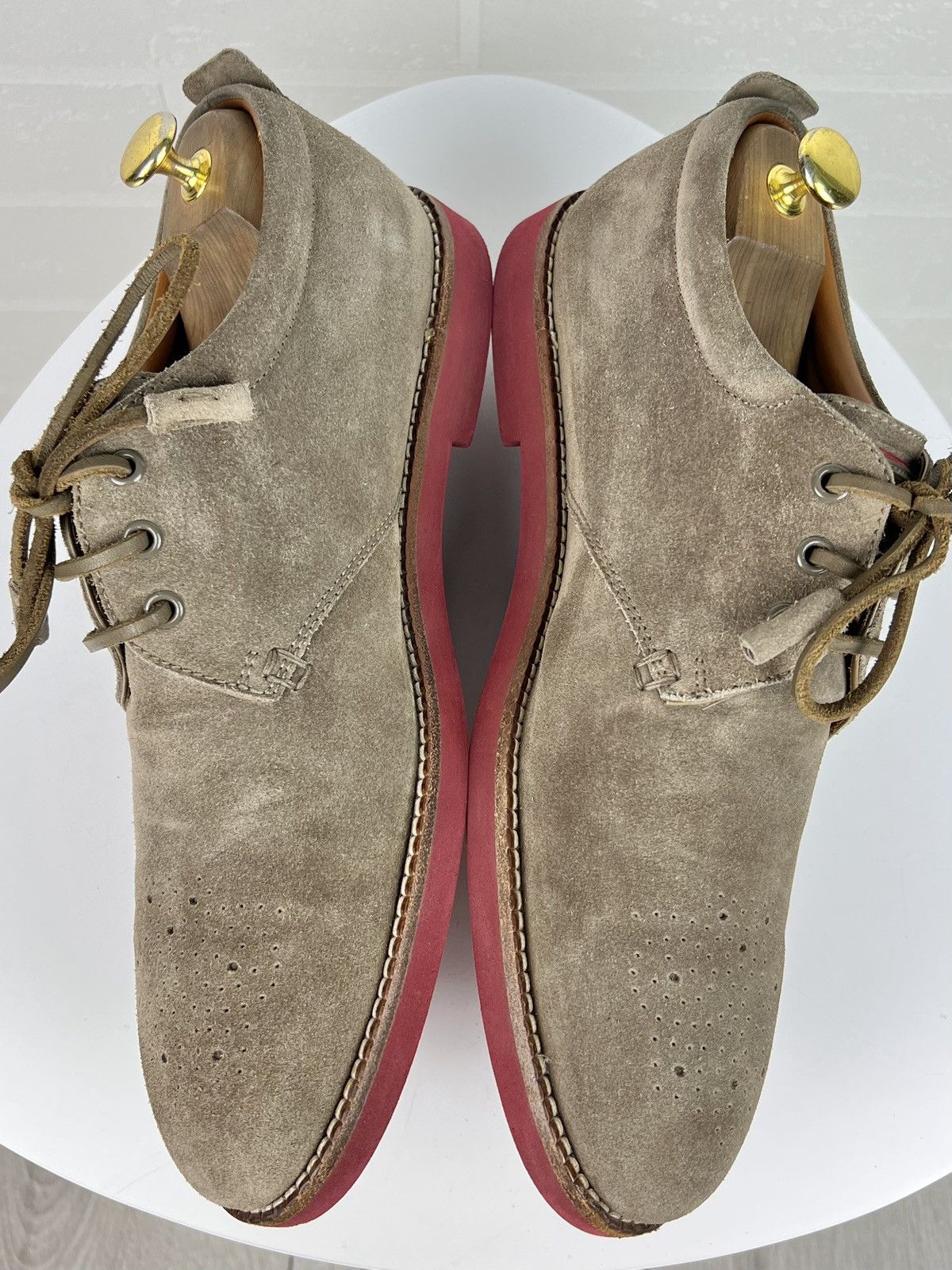 Louis Vuitton LOUIS VUITTON Derby Suede Shoes Lace Up LV Logo Beige Men's Size US 9.5 / EU 42-43 - 12 Thumbnail