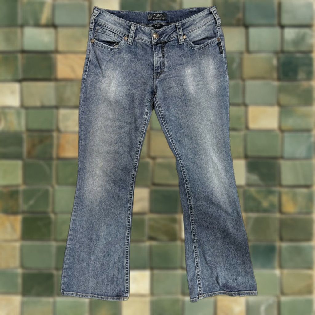 Silver Jeans Co. VINTAGE Silver Jeans Suki Bootcut Jeans Women 34 Blue Thick Stitch 29in 8.5 Rise 34 Mens Womens Size 24" / US 00 / IT 34 - 1 Thumbnail