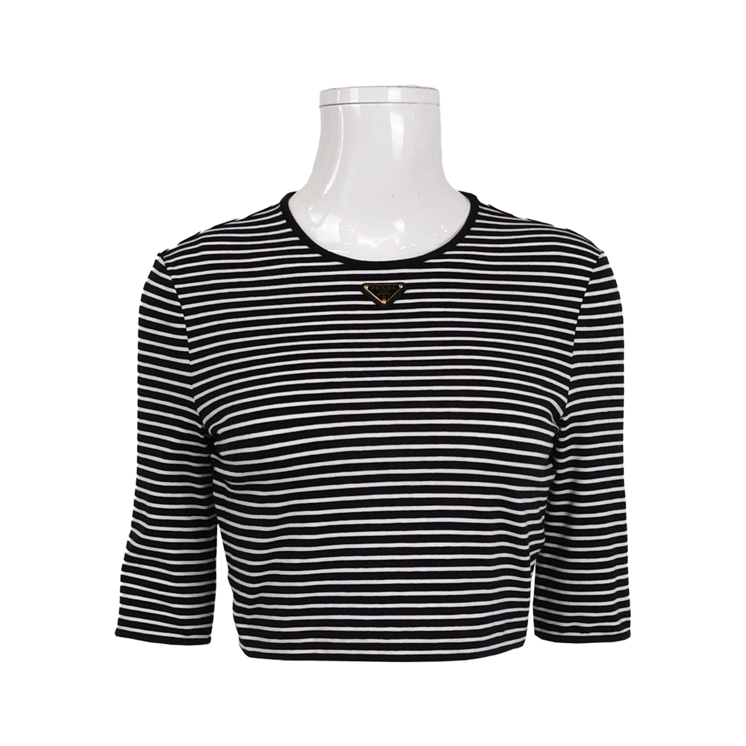Prada Prada Striped Logo T-Shirt Size IT 40 Size S / US 4 / IT 40 - 1 Thumbnail