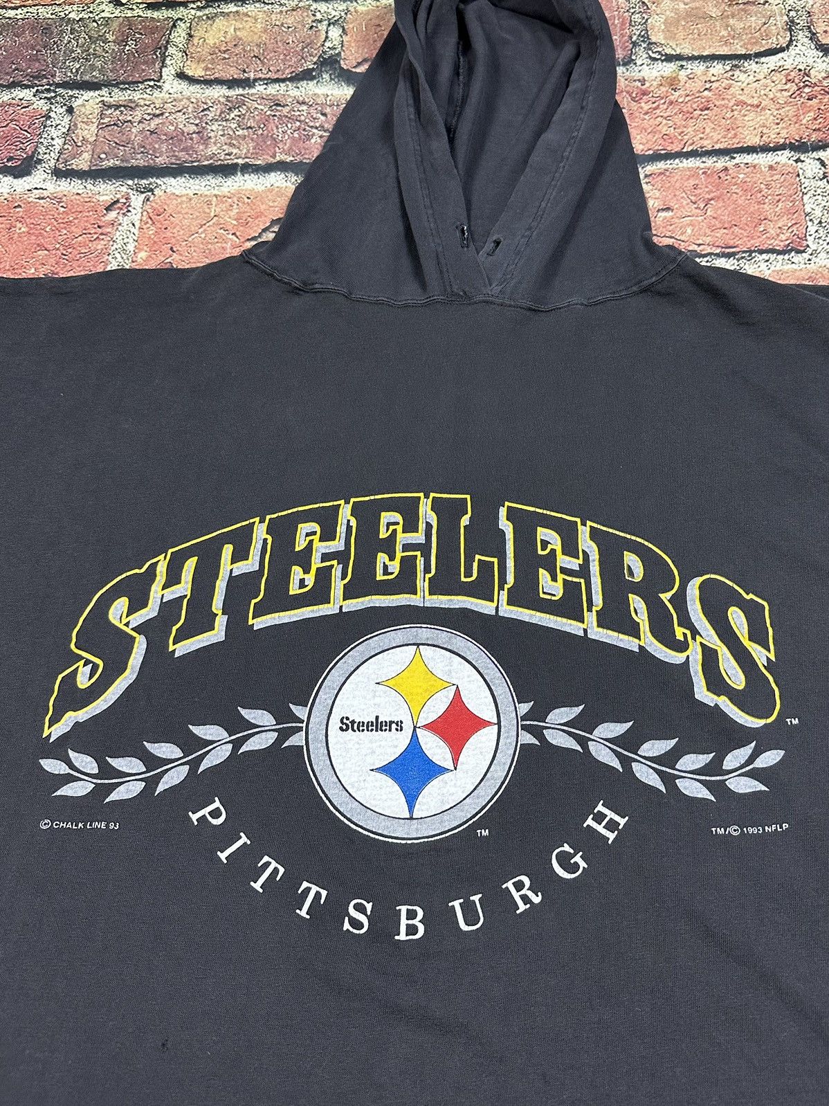 Chalk Line Vintage 1993 PITTSBURGH STEELERS Long Sleeve Hoodie Tee Size US L / EU 52-54 / 3 - 5 Thumbnail
