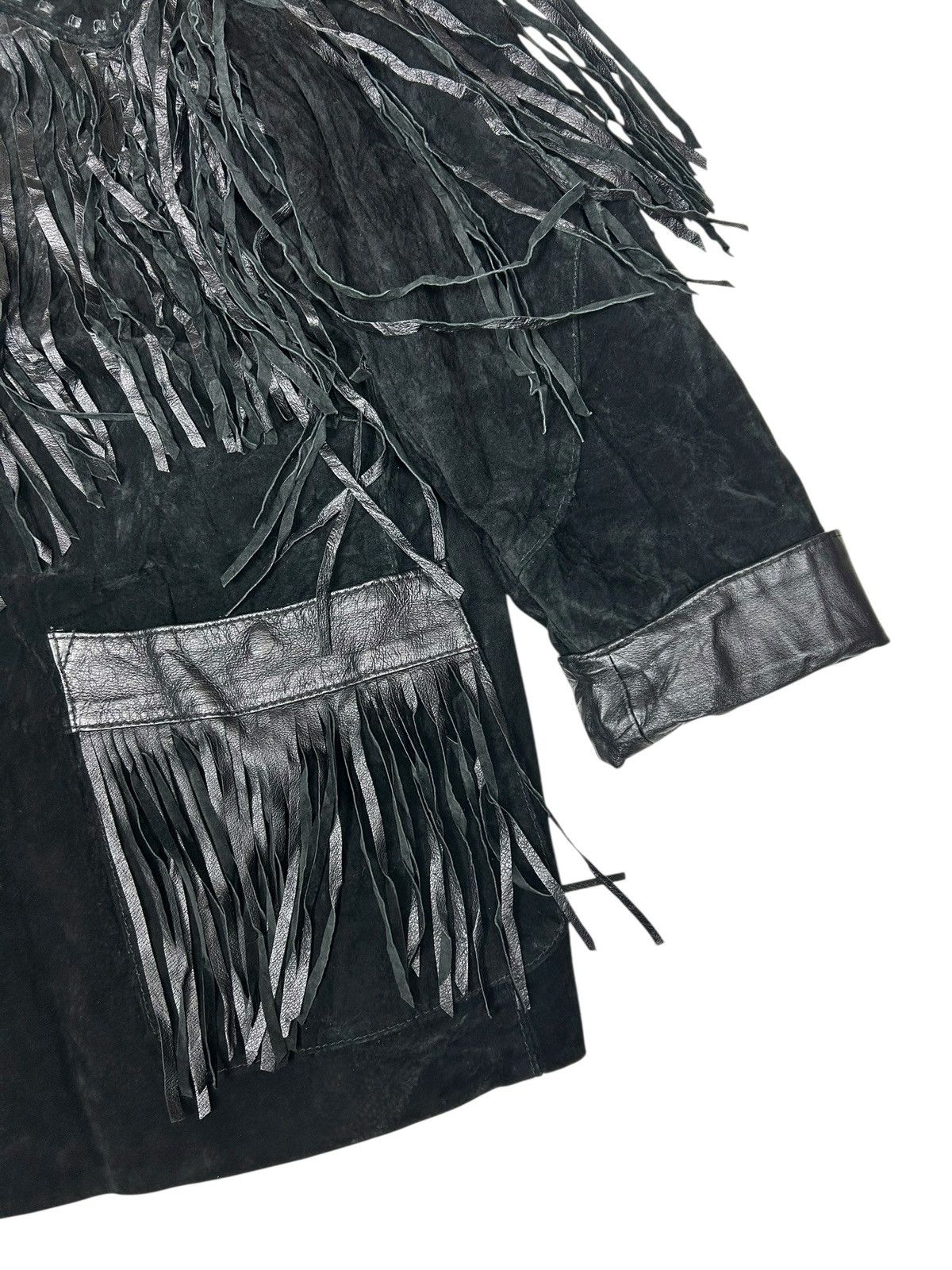 Genuine Leather Vintage Suede Leather Fringe coat jacket western le ranch Size US XL / EU 56 / 4 - 5 Thumbnail