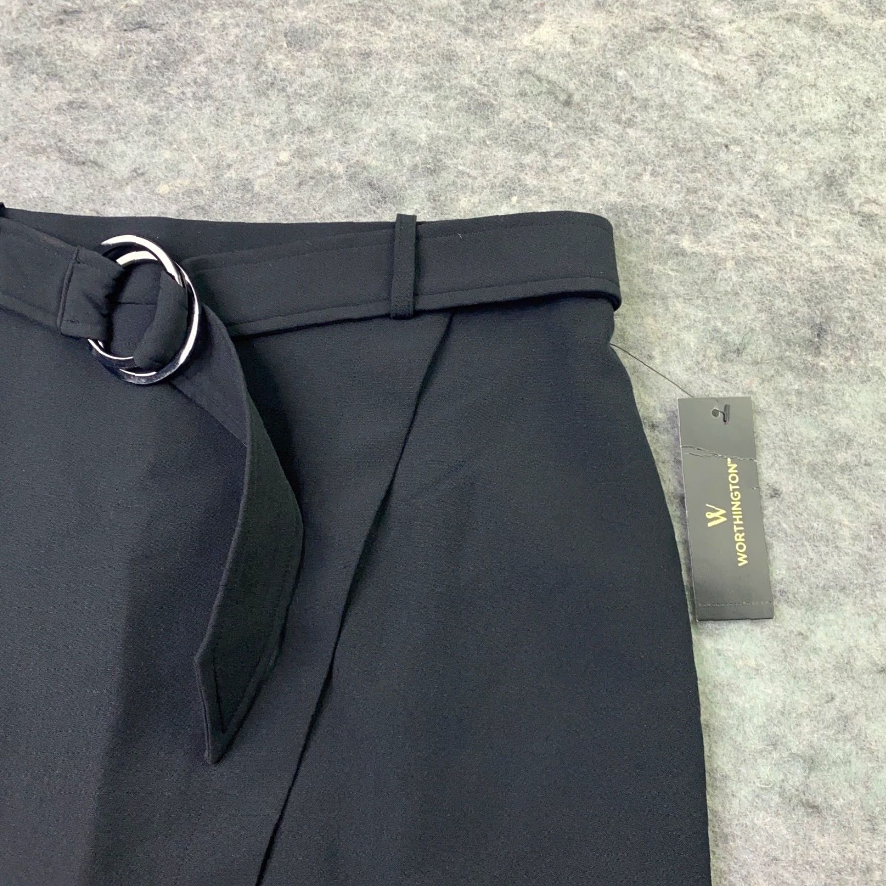 Worthington Worthington Womens Pencil Skirt Size 8 Black Slit Stretch Belt Knee Length Casual Business Party/Cocktail Womens Size 30" / US 8 / IT 44 - 3 Thumbnail