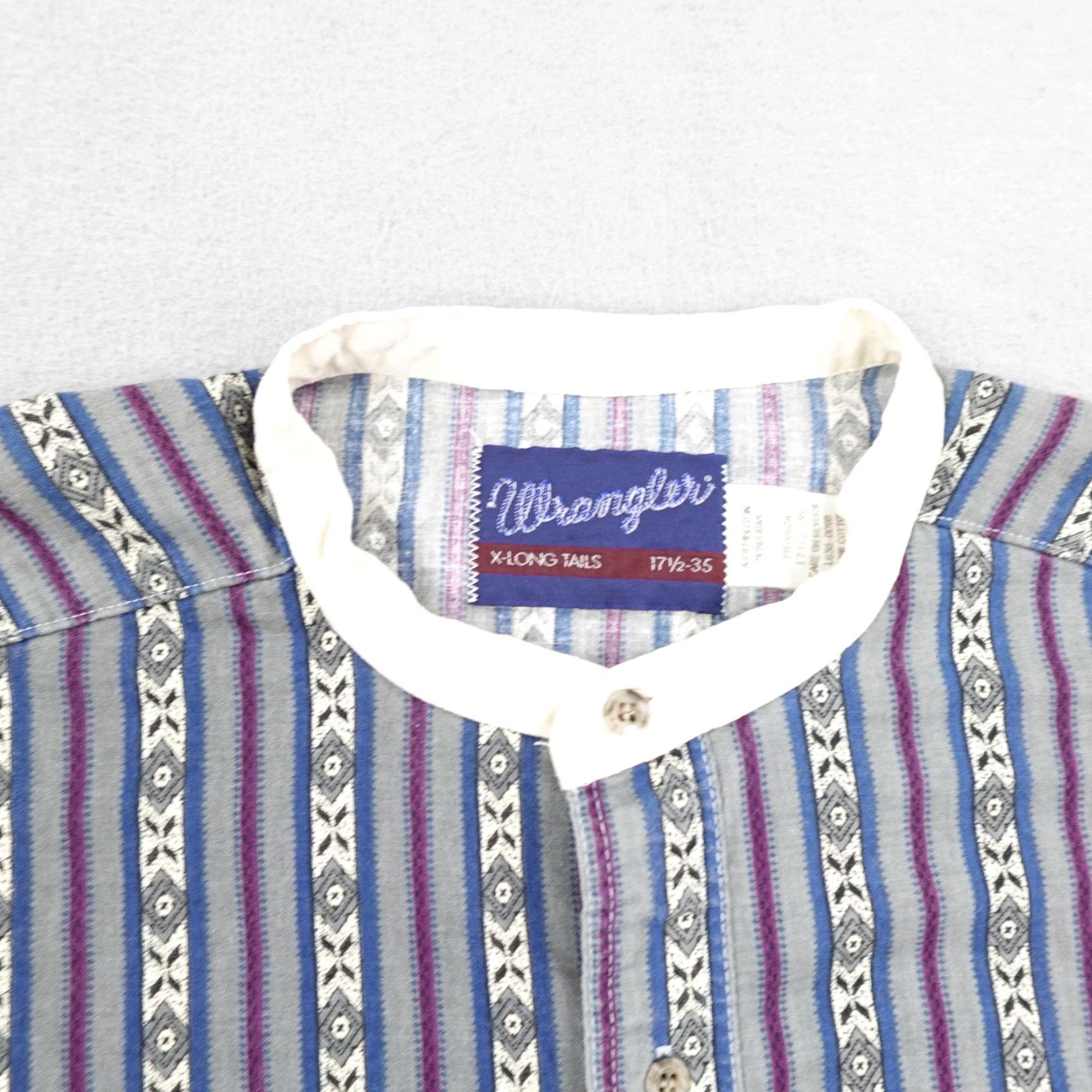 Wrangler VINTAGE Wrangler Shirt Mens XL Blue Gray Southwestern Aztec Western Band Collar Geometric 90s Cowboy Workwear Clothing Mens XL Blue Size US XL / EU 56 / 4 - 2 Thumbnail